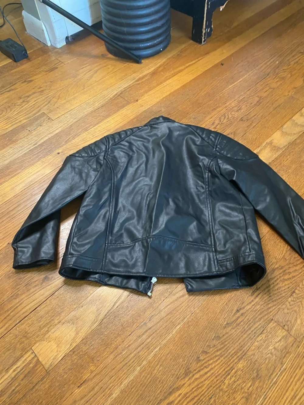 H&M Girls Black Faux Leather Moto Jacket Size 6-7y